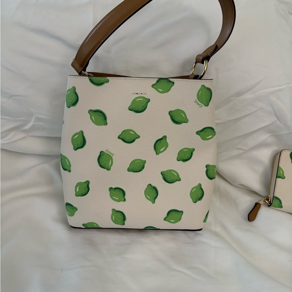 Coach White and Green Shoulder Bag Set with Lime Print - Picture 2 of 7